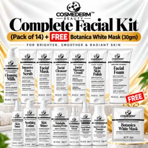 Cosmederm Beauty Complete Facial Kit (Pack of 14) + FREE Botanica White Mask (30gm)