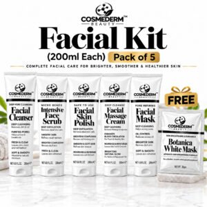 Cosmederm Beauty Facial Kit (200ml Each) Pack of 5 + FREE Botanica White Mask (30gm)
